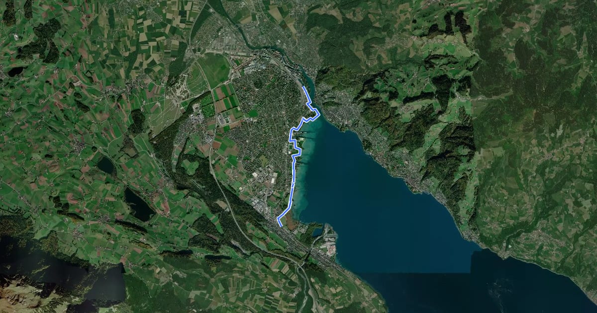 Маршрут Strandweg Thun на спутниковом снимке