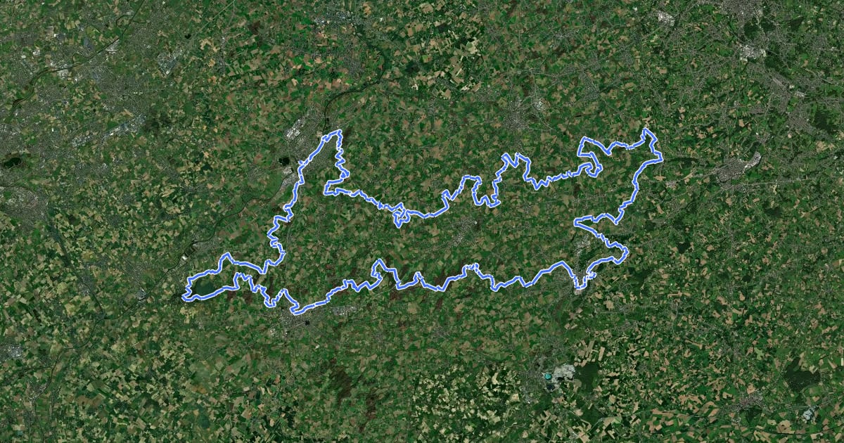 Маршрут Streek-GR Vlaamse Ardennen на спутниковом снимке