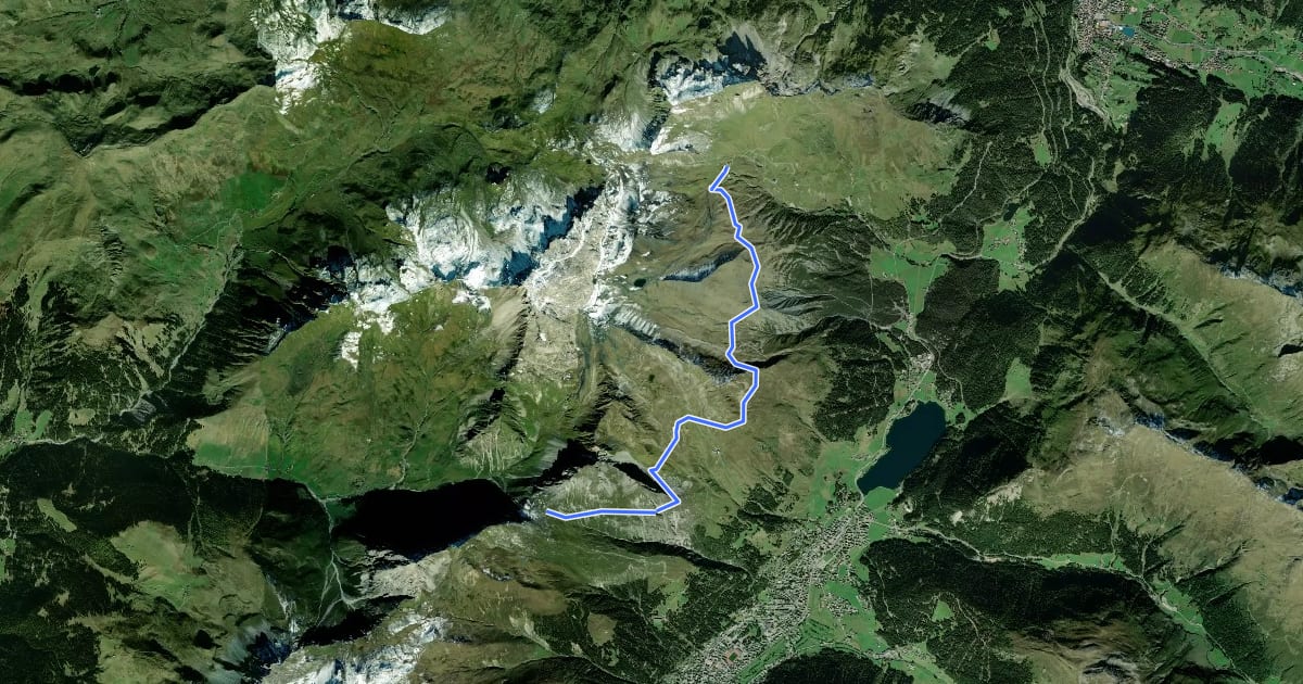 Маршрут Strelapass - Parsennhütte на спутниковом снимке