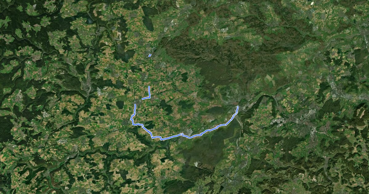 Маршрут Streuobst-Radroute Herrenberg - Tübingen на спутниковом снимке