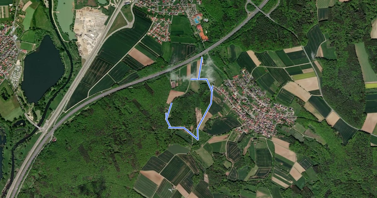 Маршрут Streuobstlehrpfad Lauf на спутниковом снимке