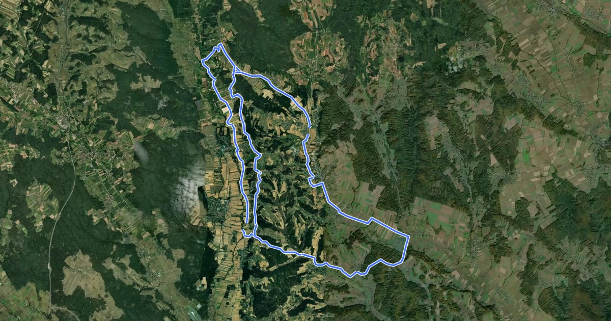 Маршрут Streuobstwiesen-Radweg на спутниковом снимке