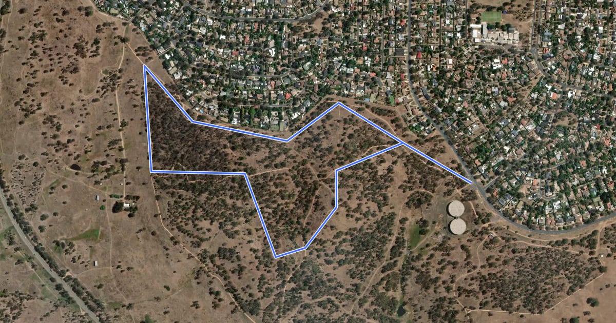 Маршрут Stringybark Loop на спутниковом снимке
