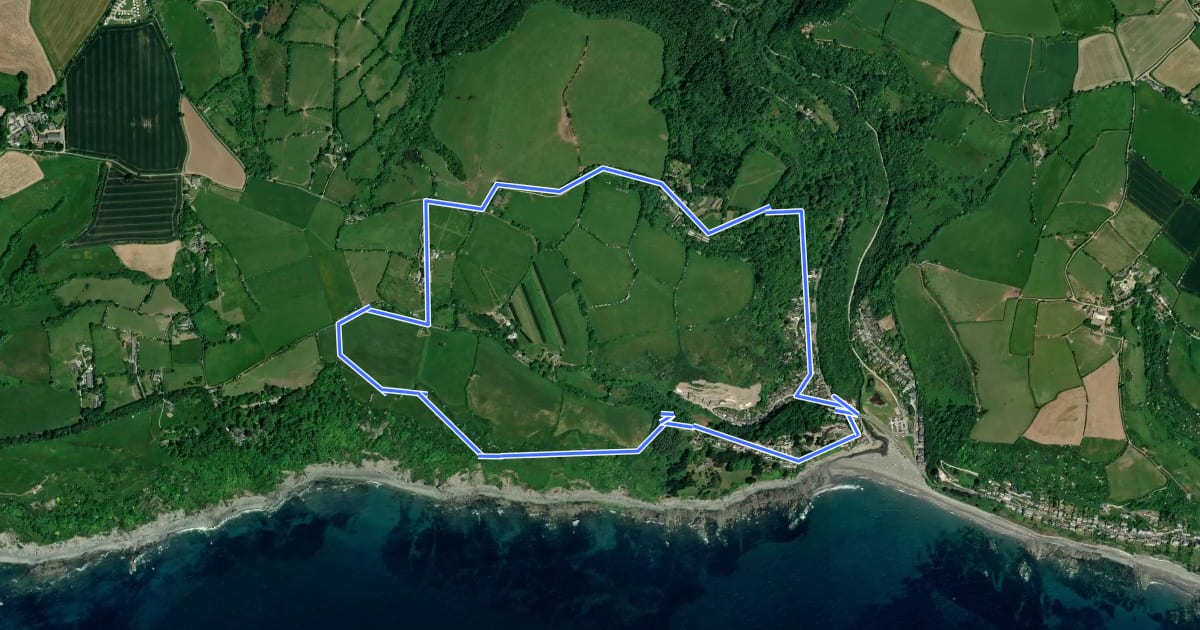 Маршрут Struddicks circular walk, Lansallos на спутниковом снимке