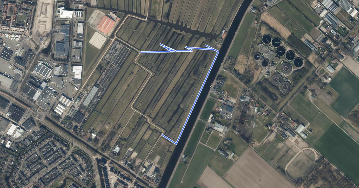 Маршрут Struinpad Vosse- en Weerlanerpolder на спутниковом снимке