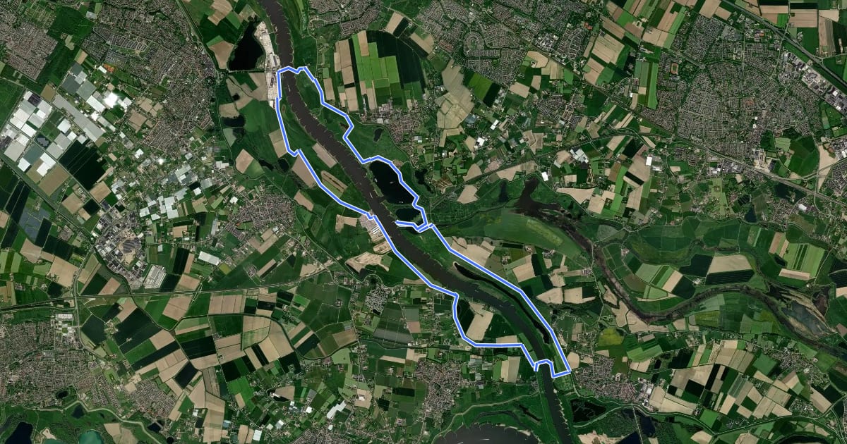 Маршрут Struinroute Pannerdensch kanaal на спутниковом снимке