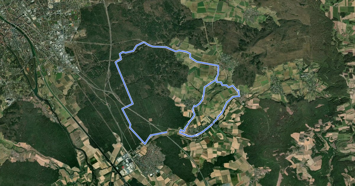 Маршрут Strullendorfer Bierkellerrunde на спутниковом снимке