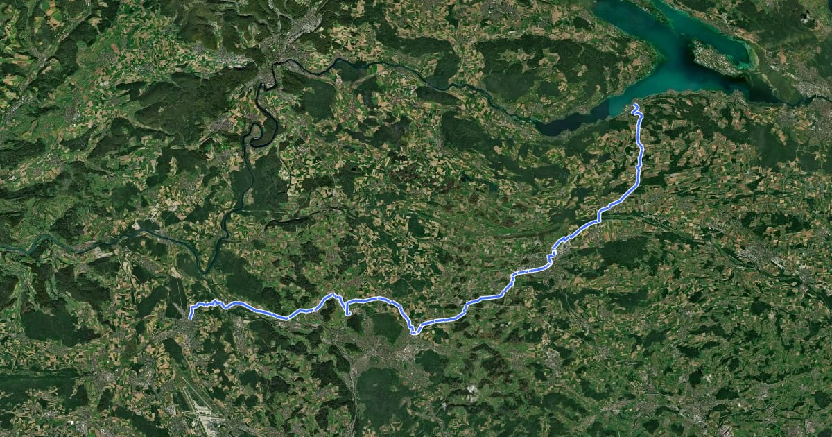 Маршрут Studenland–Töss-Römer-Route на спутниковом снимке