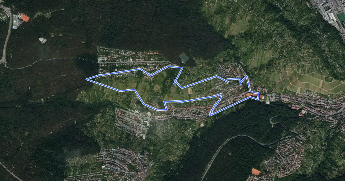 Маршрут Stuttgarter Weinwanderweg на спутниковом снимке