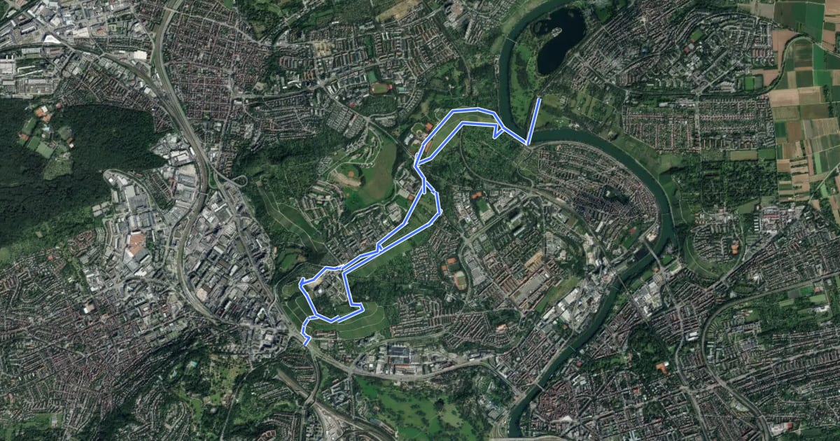 Маршрут Stuttgarter Weinwanderweg Bad Canstatt на спутниковом снимке