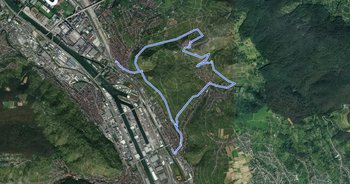 Маршрут Stuttgarter Weinwanderweg Obertürkheim на спутниковом снимке