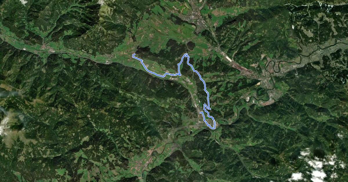 Маршрут Styrian Iron Trail, Etappe 1 на спутниковом снимке
