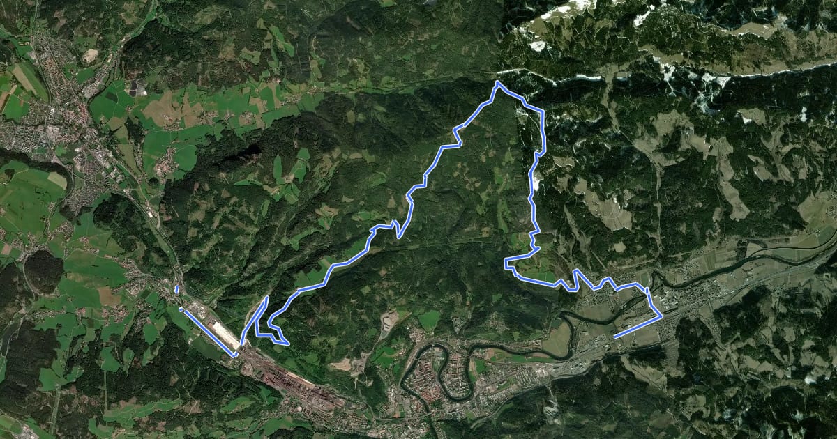 Маршрут Styrian Iron Trail, Etappe 9 на спутниковом снимке