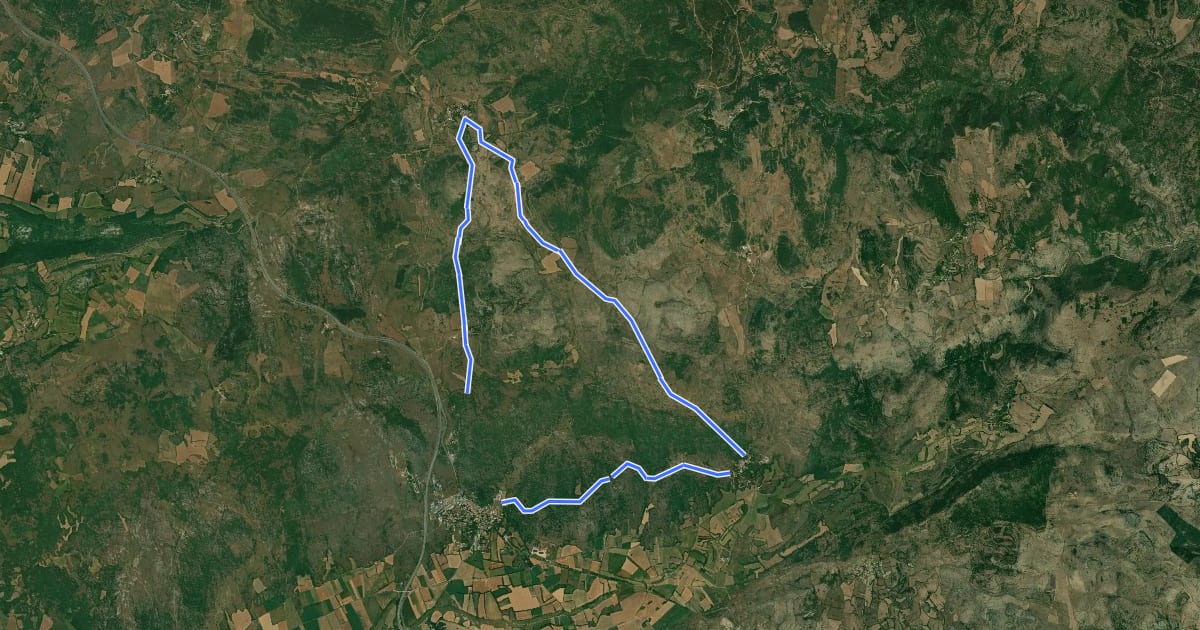 Маршрут Sud Larzac на спутниковом снимке