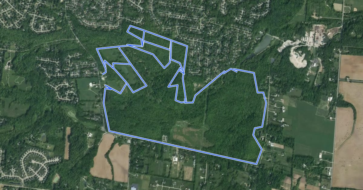Маршрут Sugarcreek Bridle Trail на спутниковом снимке