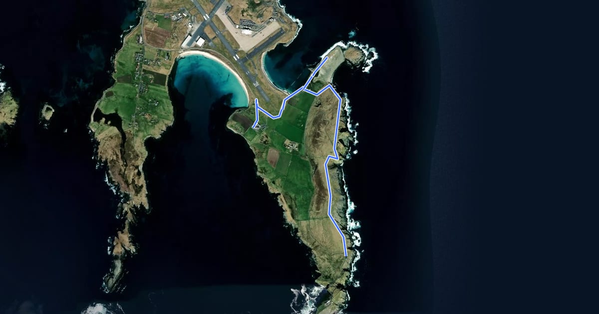 Маршрут Sumburgh Head to Grutness на спутниковом снимке