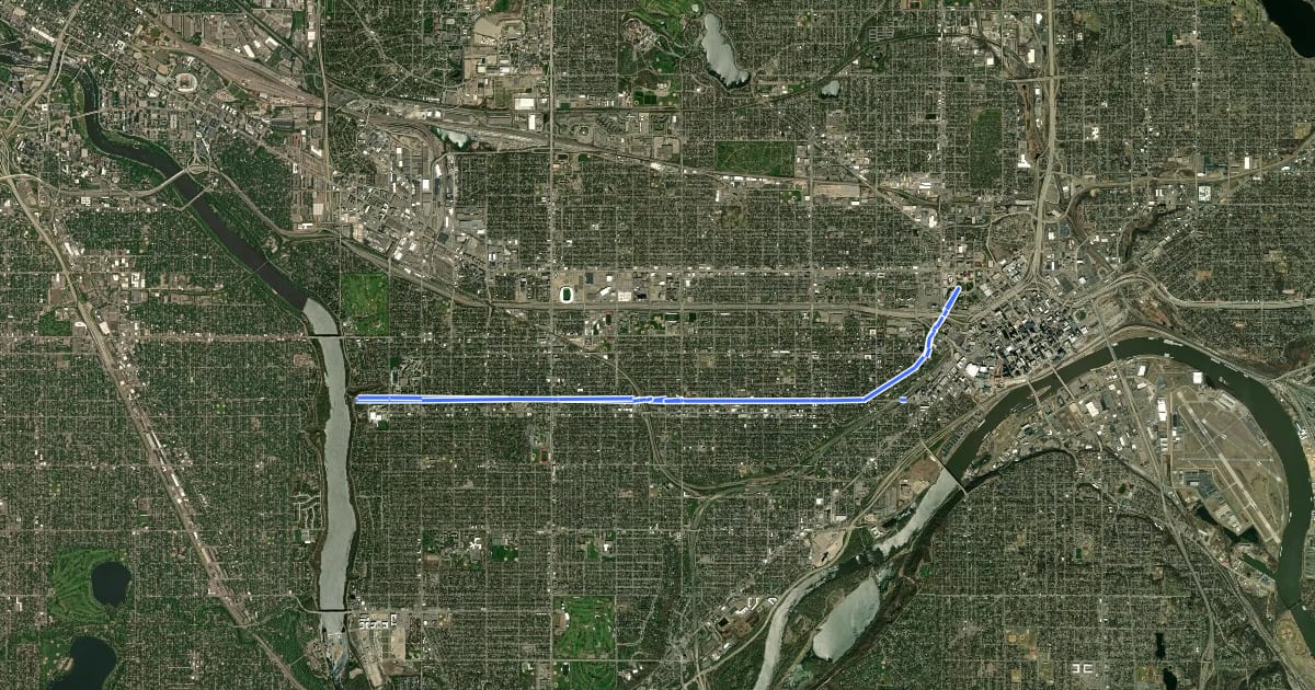 Маршрут Summit Ave Bikeway на спутниковом снимке