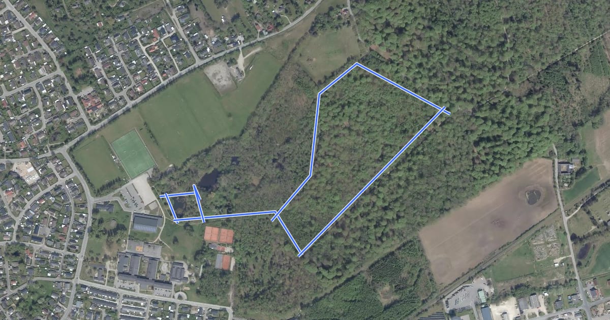 Маршрут Sundhedsspor Ullerup Skov на спутниковом снимке
