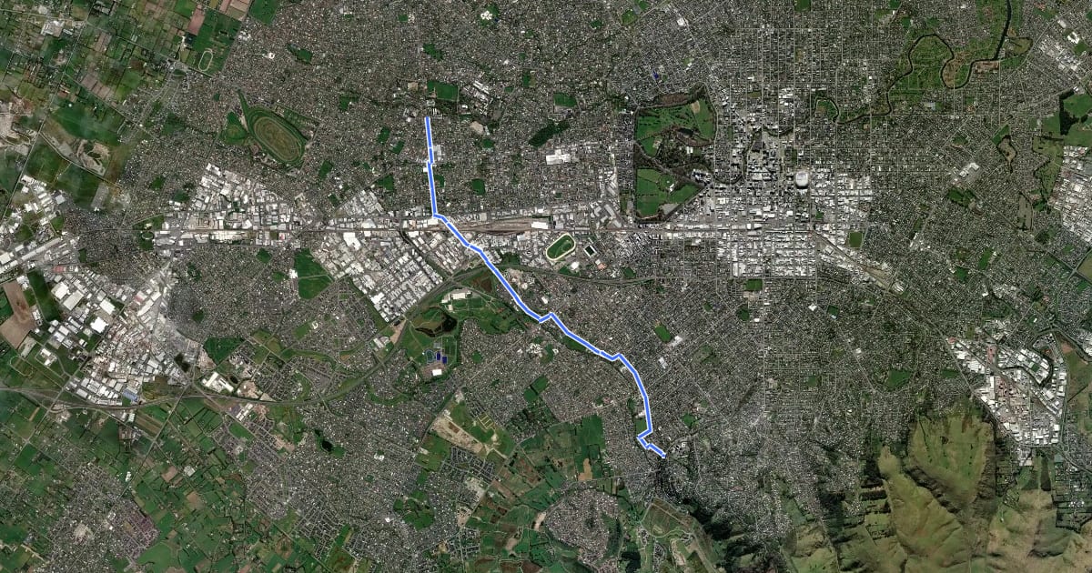 Маршрут Sunnyside Historic Cycle Route на спутниковом снимке