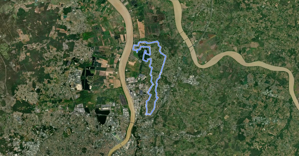 Маршрут Super balade 6 - Découverte de la Prequ'île, côté Garonne на спутниковом снимке