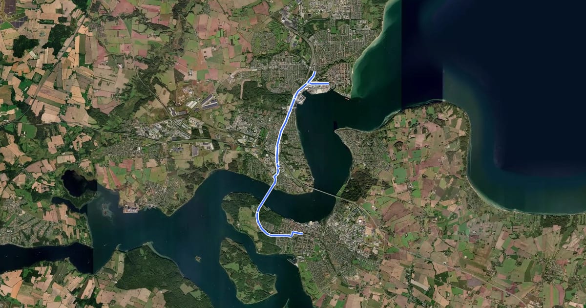 Маршрут Supercykelsti mellem Fredericia og Middelfart на спутниковом снимке