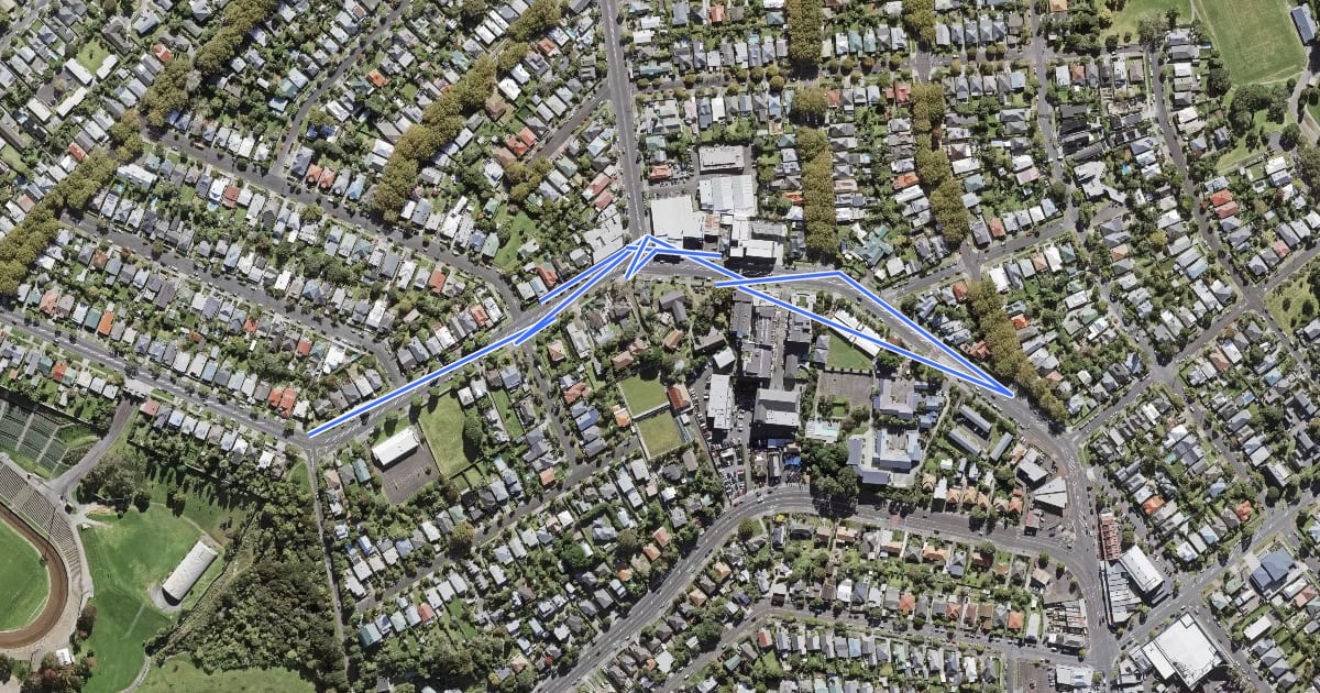 Маршрут Surrey Crescent Cycleway на спутниковом снимке