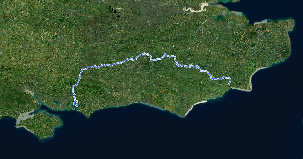 Маршрут Sussex Border Path на спутниковом снимке