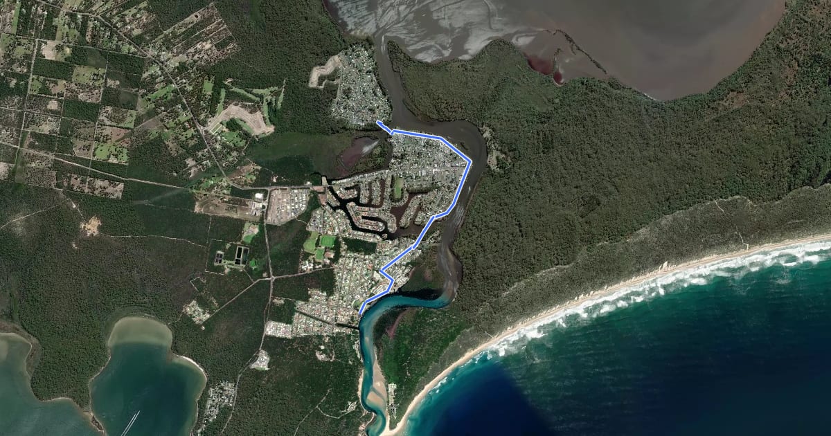 Маршрут Sussex Inlet Shared Path на спутниковом снимке