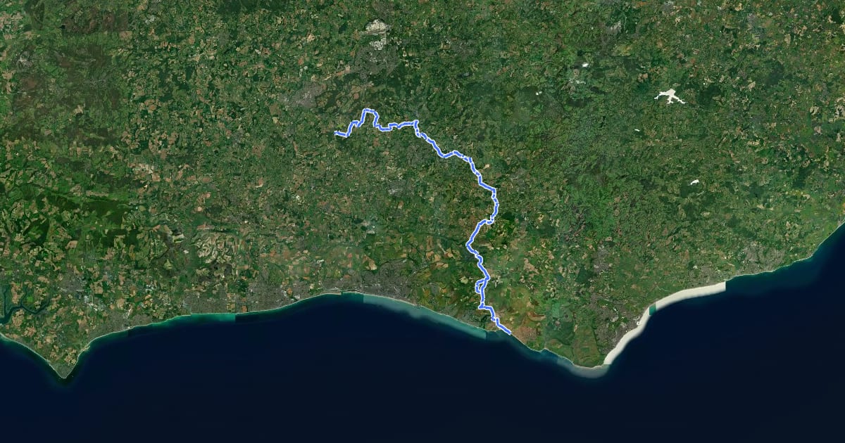 Маршрут Sussex Ouse Valley Way на спутниковом снимке