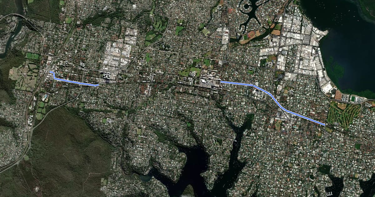 Маршрут Sutherland to Cronulla Active Transport Link на спутниковом снимке