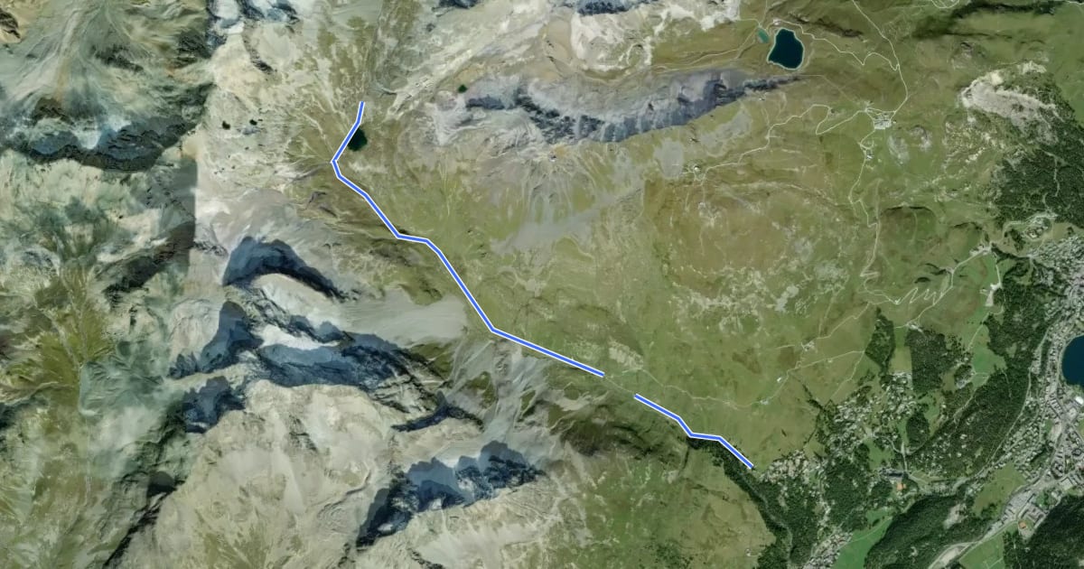 Маршрут Suvretta da San Murezzan Trail на спутниковом снимке