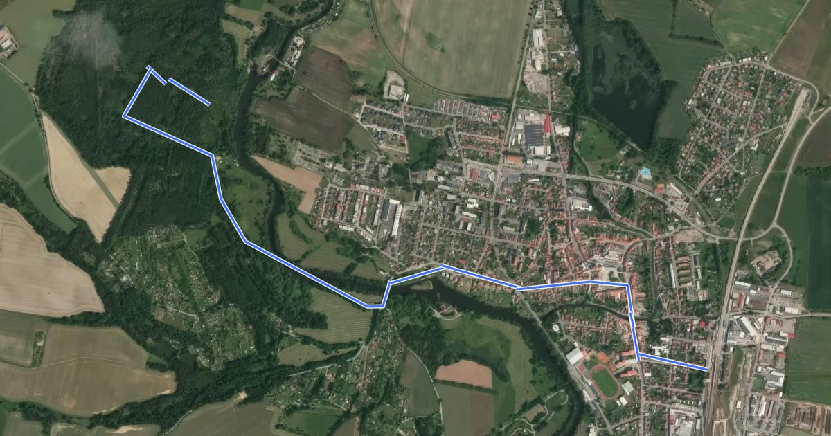 Маршрут [Ž] Svákov (rozhl.) - Soběslav (žst.) на спутниковом снимке