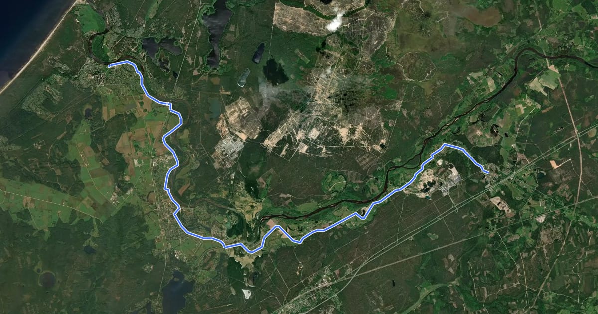 Маршрут Svētā Jēkaba ceļš (Valka-Rīga) 10 etaps: Vangaži – Carnikava на спутниковом снимке