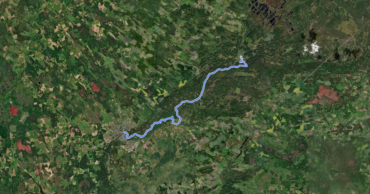 Маршрут Svētā Jēkaba ceļš (Valka-Rīga) 3 etaps: Strenči – Valmiera на спутниковом снимке