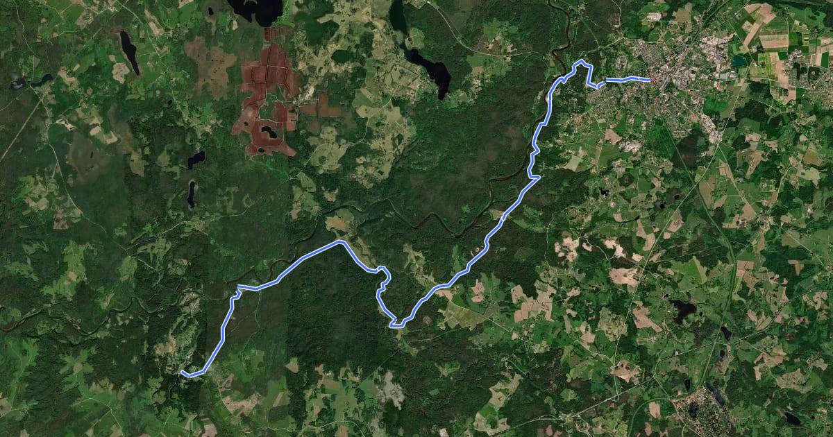 Маршрут Svētā Jēkaba ceļš (Valka-Rīga) 6 etaps: Cēsis – Līgatne на спутниковом снимке
