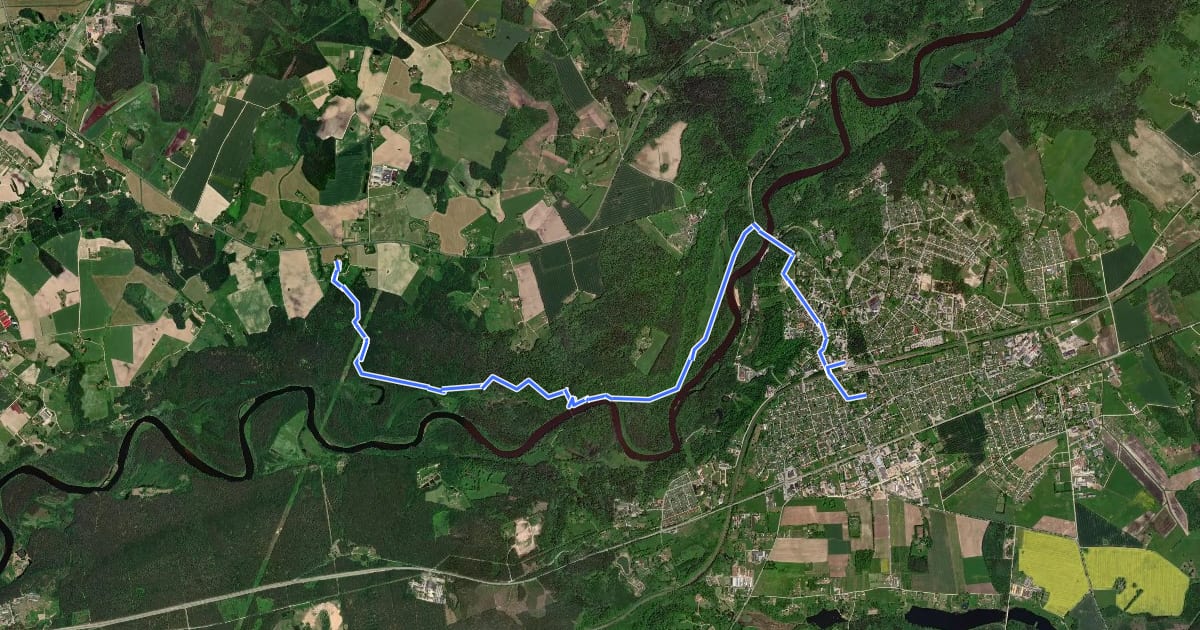 Маршрут Svētā Jēkaba ceļš (Valka-Rīga) 8 etaps: Sigulda – Krimulda на спутниковом снимке
