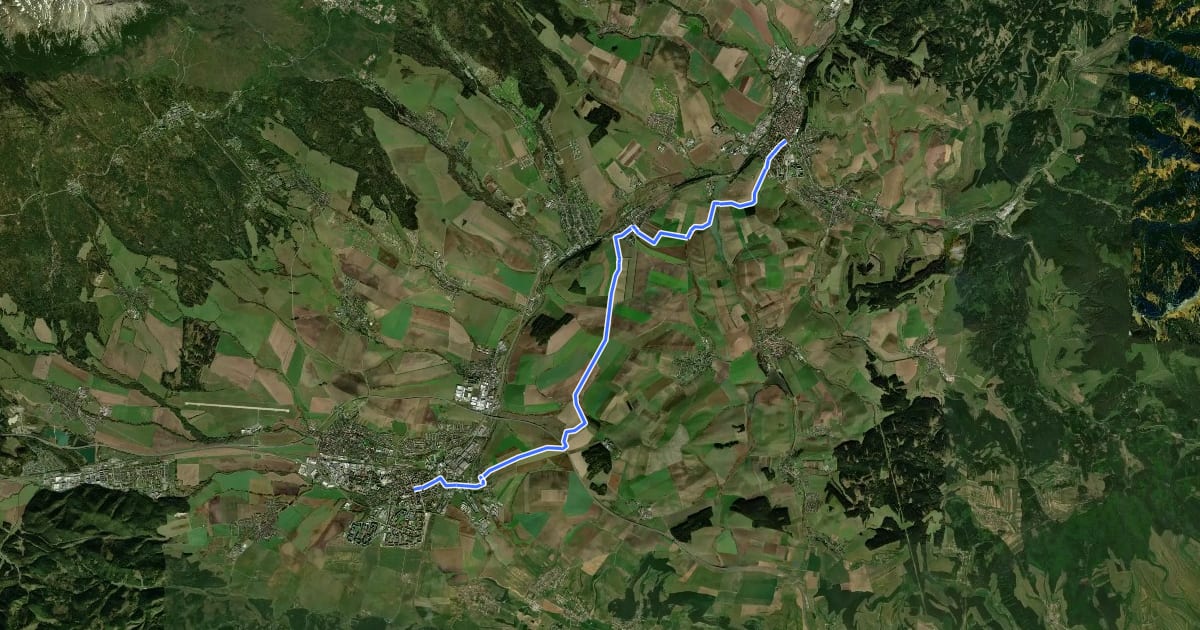 Маршрут Svätojakubská cesta na Slovensku: Etapa Kežmarok – Poprad на спутниковом снимке