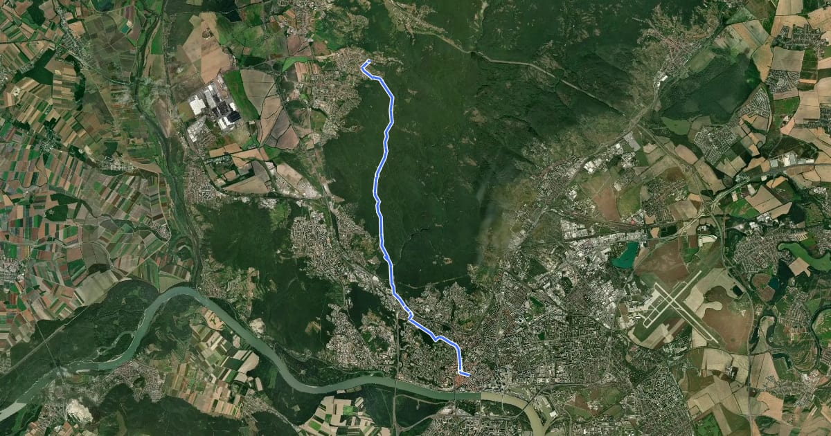 Маршрут Svätojakubská cesta na Slovensku: Etapa Marianka – Bratislava на спутниковом снимке