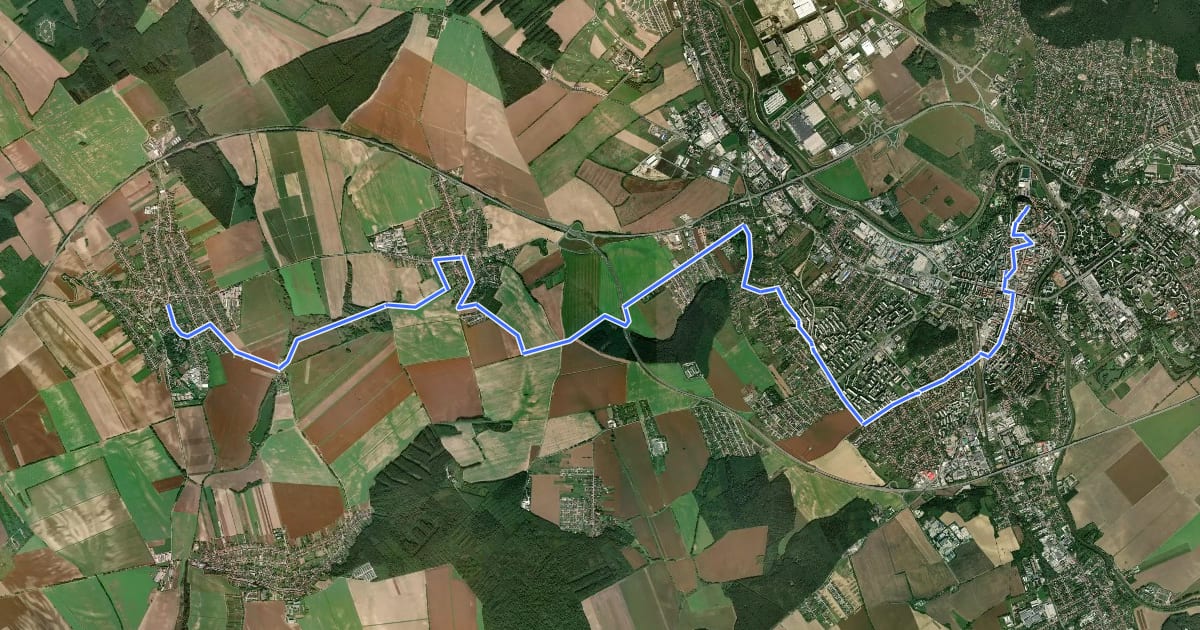 Маршрут Svätojakubská cesta na Slovensku: Etapa Nitra – Veľké Zálužie на спутниковом снимке