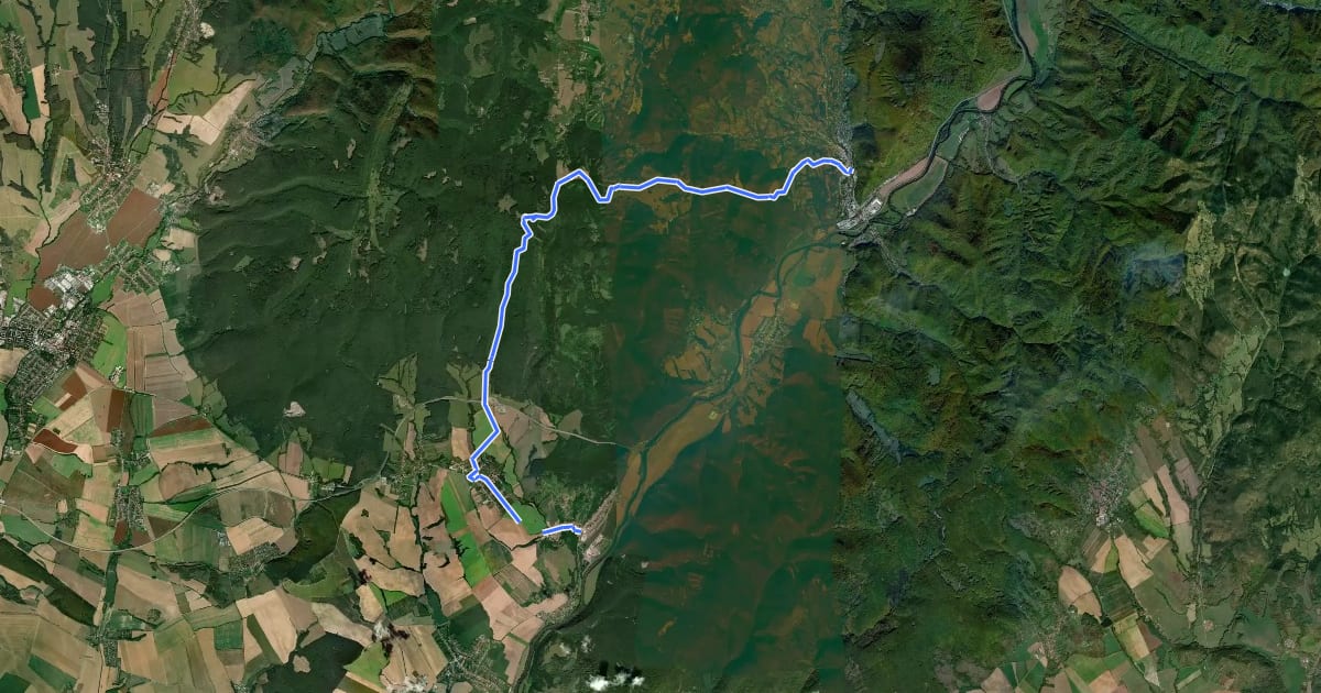 Маршрут Svätojakubská cesta na Slovensku: Etapa Nová Baňa – Hronský Beňadik на спутниковом снимке