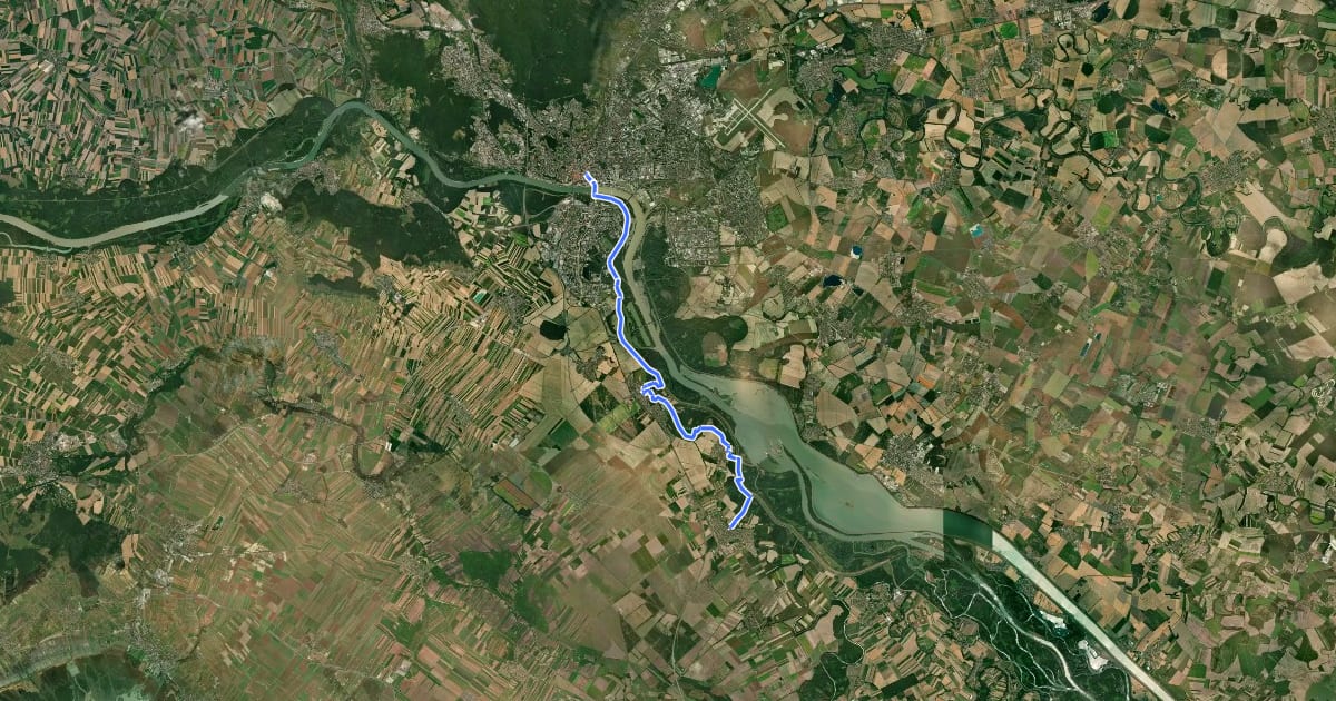 Маршрут Svätojakubská cesta na Slovensku: Etapa Rajka (HU) – Bratislava на спутниковом снимке