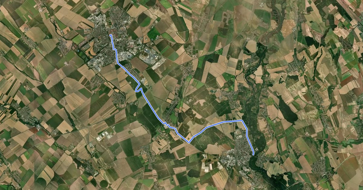 Маршрут Svätojakubská cesta na Slovensku: Etapa Sereď – Trnava на спутниковом снимке