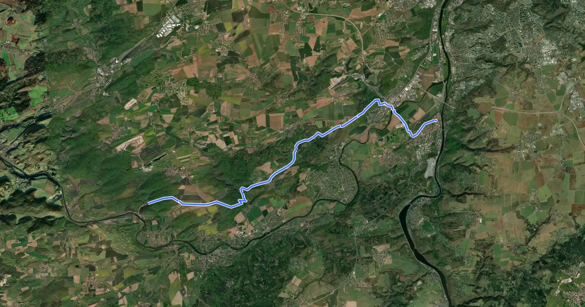 Маршрут Svatojakubská cesta, Železná trasa, Zbraslav - Karlštejn на спутниковом снимке