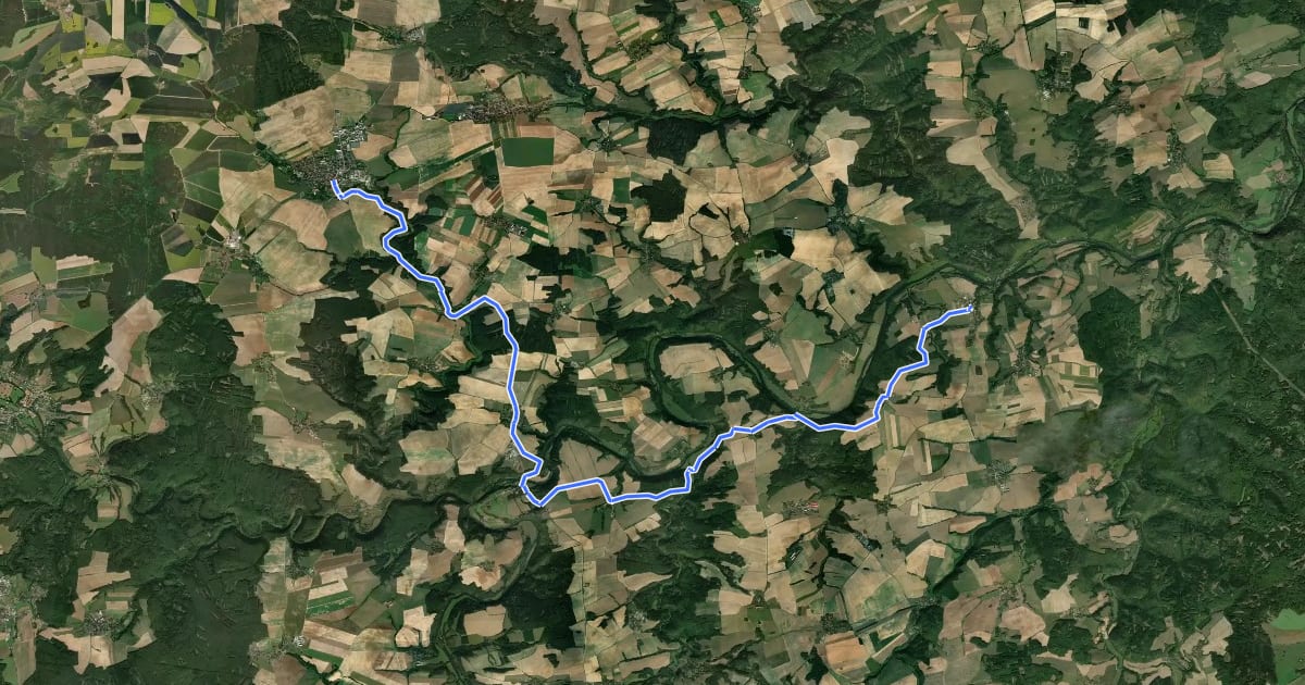 Маршрут Svatojakubská cesta, Železná trasa, Zvíkovec - Kralovice на спутниковом снимке