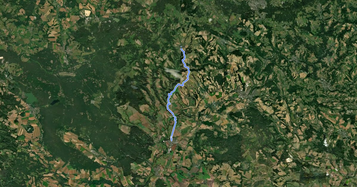 Маршрут Svatojakubská cesta, Žitavská trasa, Český Dub - Mnichovo Hradiště на спутниковом снимке