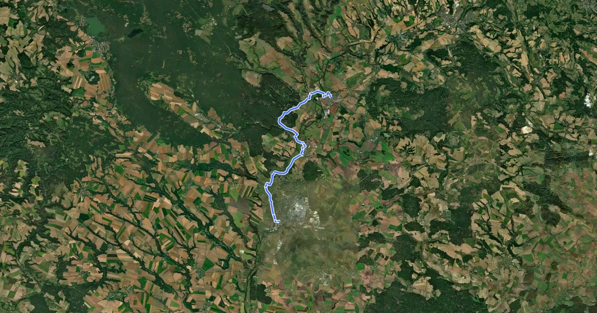 Маршрут Svatojakubská cesta, Žitavská trasa, Mnichovo Hradiště - Mladá Boleslav на спутниковом снимке