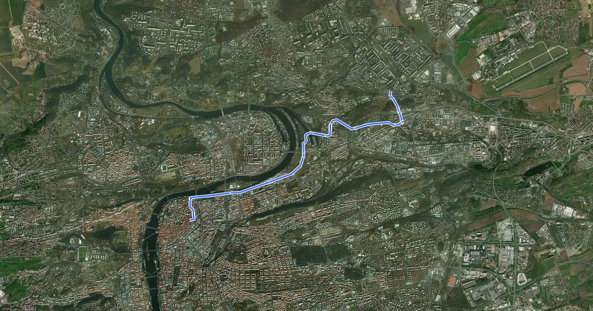 Маршрут Svatojakubská cesta, Žitavská trasa, Praha Prosek - Praha Staré Město на спутниковом снимке