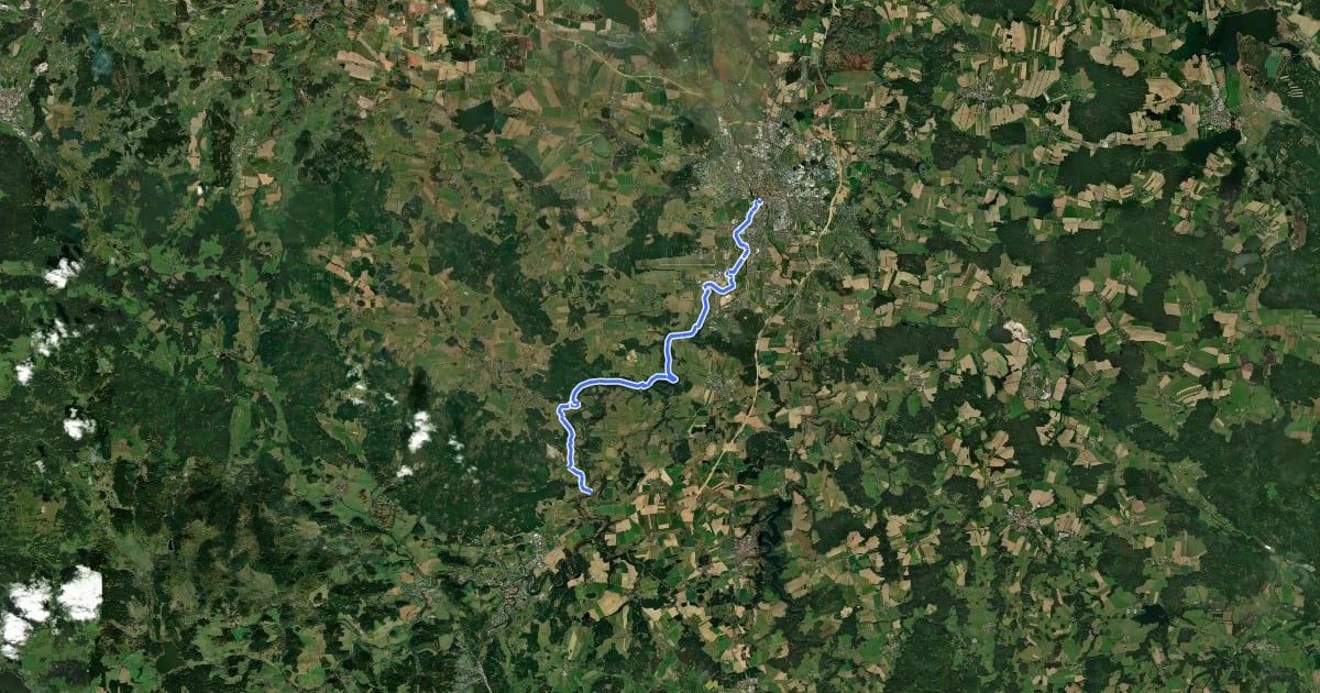 Маршрут Svatojakubská cesta, Jihočeská trasa, Č. Budějovice - Zlatá Koruna на спутниковом снимке