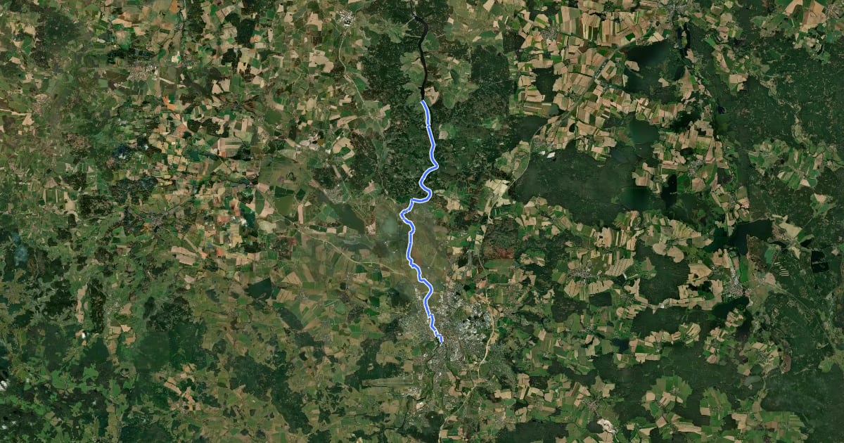 Маршрут Svatojakubská cesta, Jihočeská trasa, Purkarec - Č. Budějovice на спутниковом снимке