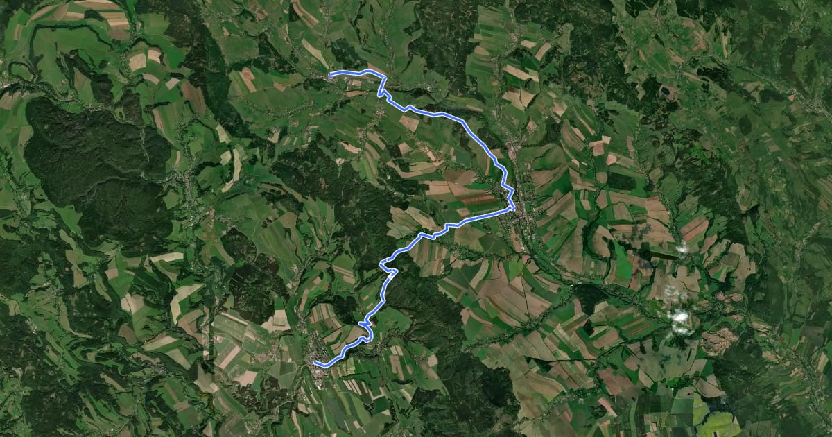 Маршрут Svatojakubská cesta, Východočeská trasa, Meziměstí - Police nad Metují на спутниковом снимке